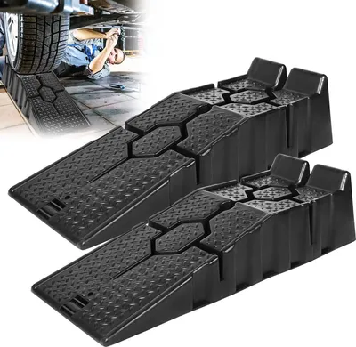 Produktbild von ACXIN 2 kusy plastovej nakladacej rampy, nosnosť 2,5 t v páre, kompresná základňa, protišmyková konštrukcia svahu, nakladacia rampa (90 x 33 x 22,5 cm, čierna)