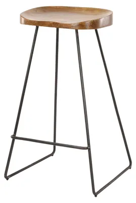Zdjęcie produktu dla FURNLUX Stołek barowy Drewno akacjowe i czarne 37 cm / Główny kolor: brązowy / Wymiary: 37 x 71 x 29 cm