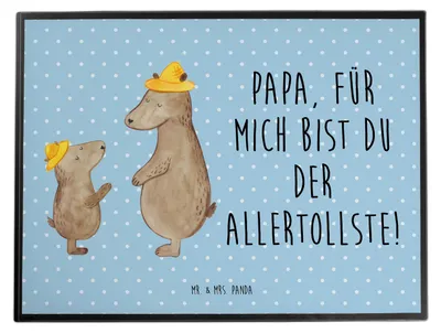Produktbild von Mr. & Mrs. Panda tischauflage Bären mit Hut - Blau Pastell - Geschenk, tischmatten, bastelunterlage, Unterlage Schreibtisch, Vatertag, Familie, schreibtischunterlagen