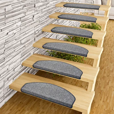 Produktbild von Trend Schlinge Stufenmatte Strong Anthrazit (halbrund), Größe / Menge:24x65 cm = 1 Stck.