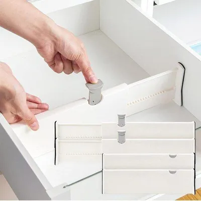 Productafbeelding van Famanu Ladendeler Set van 4 - Verstelbaar - Wit - 28,1 tot 44,4 cm