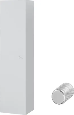 Productafbeelding van BADLAND Badkamer, hoge hangkast, hoge kast, deuren LARGA 160, grijs, zilveren meubelknop Ø 12 mm met spiegel