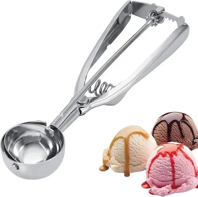 Produktbild von 1 Stück Eisportionierer, Eislöffel, Eisportionierer Edelstahl, Kugelportionierer, Für Eiscreme, Melonenkugeln, Desserts, Obstplatten, Backen