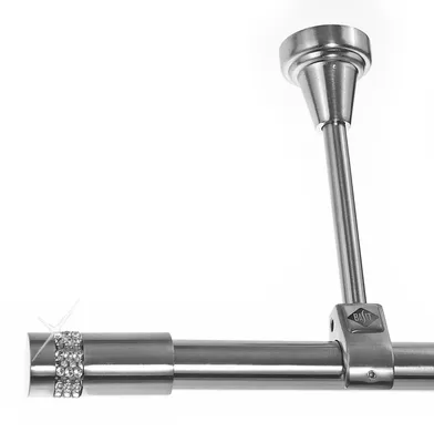 Produktbild von Gardinenstange mit Deckenhalterung I Metall Edelstahl Look 1-läufig Ø20mm D51 R