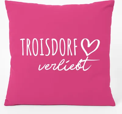 Produktbild von Huuraa Kissen Troisdorf verliebt 40x40cm mit Füllung Fuchsia Baumwolle Dekokissen Geschenkidee