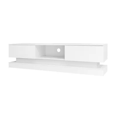 Produktbild von Hochglanz-TV-Schrank TV Board TV Lowboard Wohnzimmerschrank Mit LED-Beleuchtung 2 Schubladen App-Steuerung Anti-Kipp-Design 160x35x40.5cm Weiß