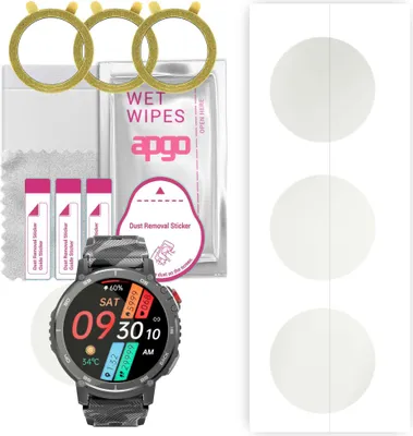 Produktbild von apgo 3 Stück Schutzfolie, Matt, kompatibel mit Rubicon RNCF08 Smartwatch, Hydrogel Displayschutzfolie mit Positionierhilfe, Displayfolie, robust und kratzfest