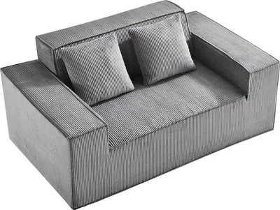 Produktbild von SucceBuy 63 Zoll großes 2-Sitzer-Sofa aus Cord, kein Zusammenbau erforderlich, Grau