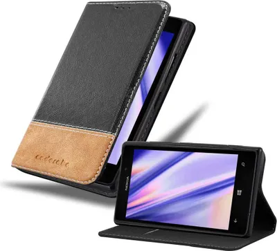 Produktbild von Cadorabo Hülle für Nokia Lumia 925 Schutzhülle in Schwarz SHandyhülle Book Case Etui Kunstleder