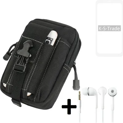 Produktbild von K-S-Trade Gürteltache + Kopfhörer kompatibel mit OnePlus OnePlus 8 Pro Gürtel Tasche Holster Schutz Hülle Handy Hülle  schwarz inkl. Extrafächer