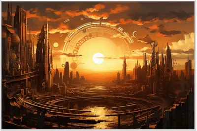 Produktbild von Wallario Wandbild Sonnenportal in die Zukunft, Größe: 61 x 91,50 cm, Poster mit weißem Aluminiumrahmen