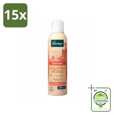Imagen del producto de 15 unidades de espuma de ducha Kneipp para cuerpo y mente, aroma Iris y Vetiver, 200 ml cada una. Pack grande