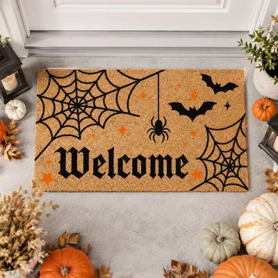 Halloween-Deurmat mit Spinnennetz, 76x43 cm, Polypropylen