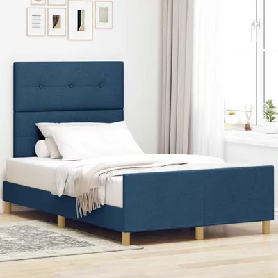 Image de Maison Exclusive - Cadre de lit avec tête de lit bleu 120 x 200 cm en tissu