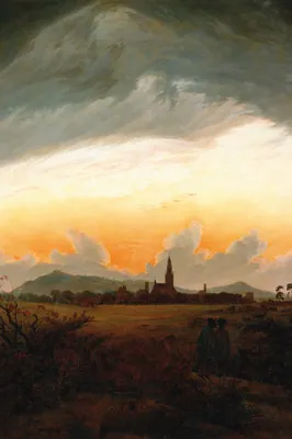 Produktbild von Caspar David Friedrich Kunstdruck Bild - Neubrandenburg, Um 1817, Detail (120 x 80 cm)