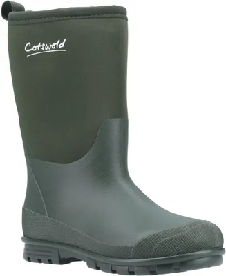 A single green boot is shown against a white background.