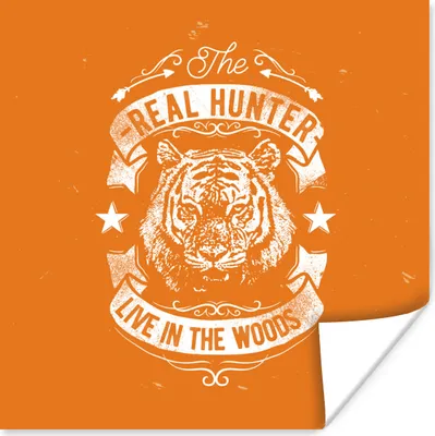 Produktbild von MuchoWow® Poster Jahrgang - Tiger - Orange 50x50 cm - Wohnzimmerdekoration