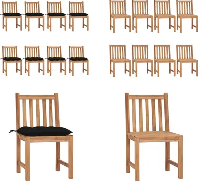 Produktbild von vidaXL Gartenstühle 8 Stk. mit Kissen Massivholz Teak - Gartenstuhl - Gartenstühle - Holz-Gartenstuhl - Holz-Gartenstühle