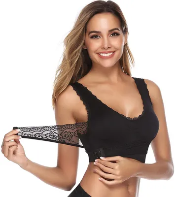 Produktbild von Bequemer Damen-BH mit gepolsterten Körbchen & verstellbarem Spitzenband – Halt & Komfort, A0132, Schwarz, 3XL-4XL