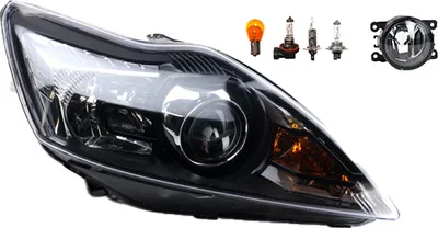 Immagine prodotto di Fari compatibili per Ford Focus, modelli dal 02/08 al 01/11, con lampade H7 e H1, fendinebbia e luci. Codici: 1521225, 1679632, 1744970, 1574954, 8M5113007CA, 8M5113007CB, 8M5113