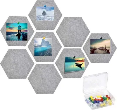 Produktbild von Famanu Pinnwand Sechseckig - 8er Set mit selbstklebender Rückseite