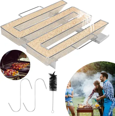 Produktbild von Bettizia BBQ Räucher - M Typ aus Edelstahl 22,5x17,5x4,5cm, Kaltraucherzeuger Kaltrauchgenerator Kalträuchern Smoker Räuchern