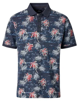 Produktbild von CasaModa XXL Poloshirt navy-mint-rot Palmenprint