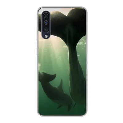 Produktbild von MuchoWow® Handyhülle Schutzhülle Hülle für Samsung Galaxy A30s Delfin - Wasser - Blau Silikon Softcase Handy Hülle - Karteninhaber