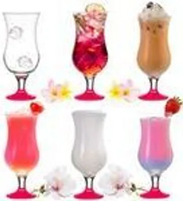 Produktbild von PLATINUX Cocktailgläser 400ml (max. 470ml) aus Glas Set 6-Teilig Longdrinkgläser Partygläser Hurricanegläser Groß Pink