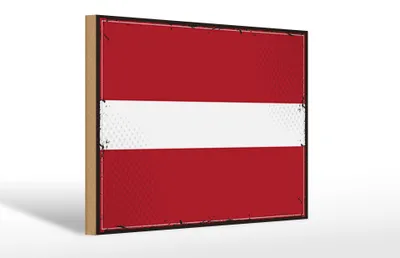 Produktbild von Holzschild Flagge Lettlands 30x20cm Retro Flag of Latvia