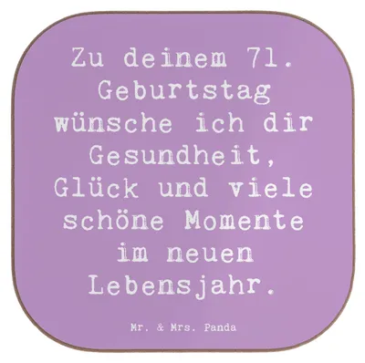Produktbild von Mr. & Mrs. Panda Holzuntersetzer Spruch 71. Geburtstag - Lavendeltraum - Geschenk, gläseruntersetzer, Alter, Glückwunsch, Erinnerungen, Glück, Happy Birthday, Dankbarkeit