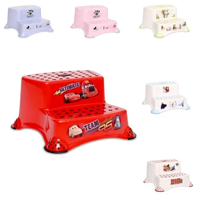 Immagine prodotto di Sgabello da bagno per bambini Lorelli, a due gradini, sgabello con borchie in gomma, antiscivolo rosso