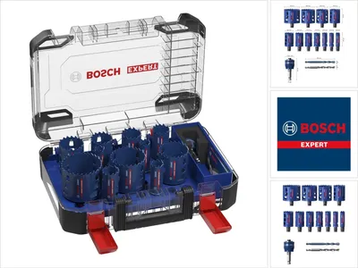 Immagine prodotto di Set di seghe a tazza Bosch EXPERT Tough Material, 14 pezzi, 20 - 76 x 60 mm ( 2608900448 ) Tecnologia Carbide per trapani e avvitatori
