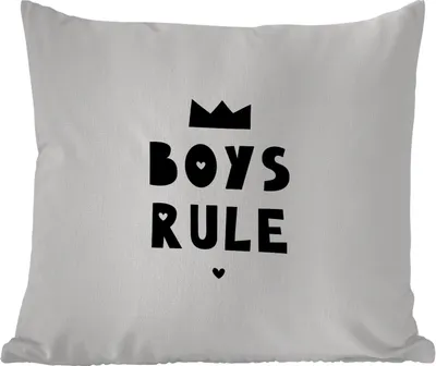 Produktbild von MuchoWow® Outdoor Kissen - Jungen regieren - Zitate - Sprichwörter - Kinder - Jungen - 50x50 cm - Wetterfest - Lounge Kissen - Komfortabel - Kissen mit Bild