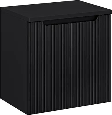 Obrázek produktu pro Koupelnová skříňka 60 cm s horní deskou černá matná moderní rýhovaná