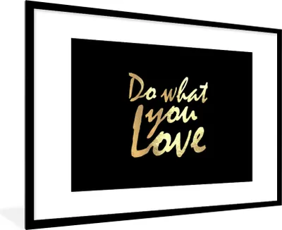 Produktbild von MuchoWow® Gerahmtes Poster Zitat - Liebe - Schwarz - Gold 90x60 cm - Poster mit Schwarzem Bilderrahmen Wandposter Rahmen Foto Bilder - Wanddekoration - Fotos