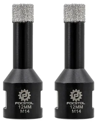 Produktbild von Diamant Fliesenbohrer 2 Stück 12mm Vakuumgelötet M14 Gewinde für Porzellan Keramik Marmor Granit