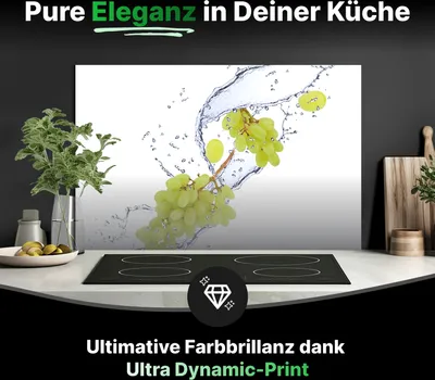Produktbild von Spritzschutz Küchenrückwand Glas 60 x 50 cm Weintraube im Wasserspritzer - RUECKWAND24