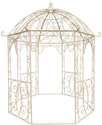 Produktbild von CLP Rosenpavillon aus Eisen Leila, Gartenpavillon im Jugendstil nostalgisch, Rankhilfe pulverbeschichtet für Kletterpflanzen und Rosen antik-creme