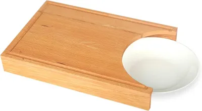 Produktbild von Schneidebrett mit Auffangschale 350 x 230 x 57 mm, Holz, braun, für Küche