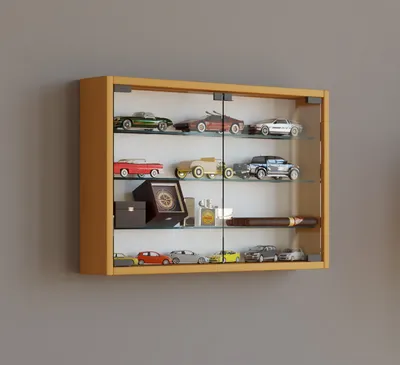 Produktbild von Mandosa M Vitrinenschrank an der Wand montierte 2 Glastüren Buche Nachbildung.