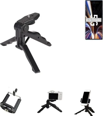 Produktbild von K-S-Trade Stativ Tisch-Ständer Dreibein Handy-Stativ Ständer kompatibel mit ZTE Axon 40 Pro Mini-Stativ Smartphone Tripod Handy-Stativ aus Plastik