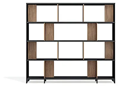 Produktbild von Modernes hochwertiges Regal mit Holzfächern für stilvolle Büroorganisation