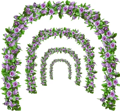 Produktbild von Girlande Blumengirlande, Rosenranken, 6 Stück, 46 m, künstliche hängende Blumenranken, Girlande für Hochzeit, Party, Wand, Garten, Tisch, Heimdekorati