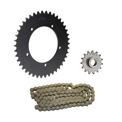 Image de Kit chaîne 3 pièces noir 15/42 dents pour Hercules KX 5 (jusqu'au moteur n° 10697365)