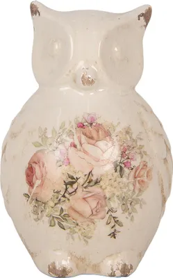 Produktbild von Clayre & Eef Dekorationsfigur Eule 11x10x17 cm Beige Rosa Keramik