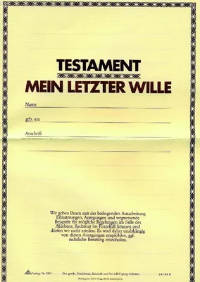 Produktbild von Vordruck Testamentbrief Packung mit 10 Stück