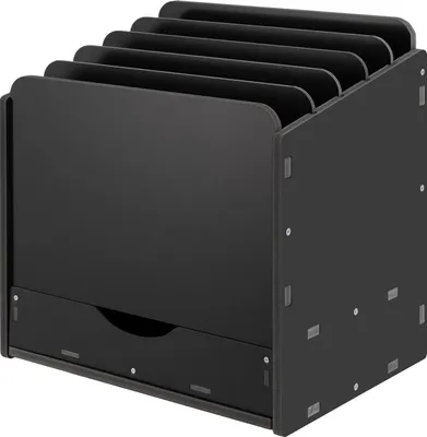 Obrázek produktu pro stolní organizér s 5 přihrádkami a zásuvkovým držákem souborů (černý) pro kancelářskou pracovnu