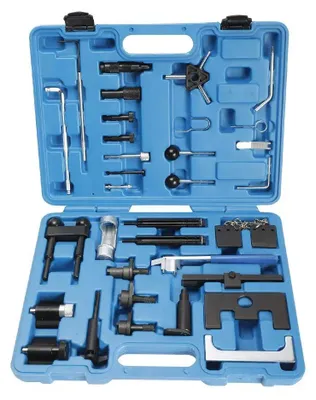 Image de Outil de réglage du moteur - Kit d'outils de blocage pour courroies dentées - Kit de blocage et de réglage - Pour moteurs de 1,2/1,9/2,0/2,5/3,3 l - Avec mallette