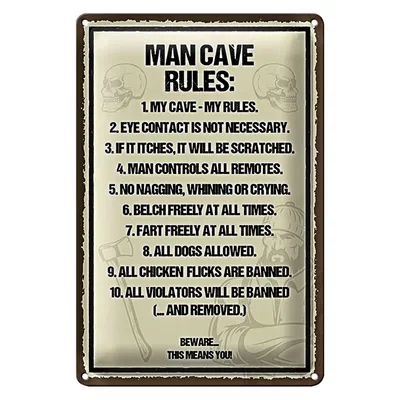 Produktbild von Blechschild Spruch 18x12cm Man Cave Rules my cave my rules